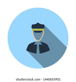 Taxi Driver Icon. Flat Circle Stencil Design With Long Shadow. Vector Illustration.