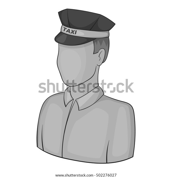 Taxi driver icon. Gray monochrome\
illustration of taxi driver vector icon for\
web