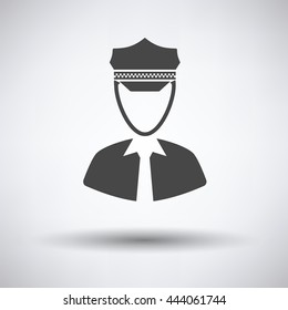 Taxi driver icon on gray background, round shadow. Vector illustration.