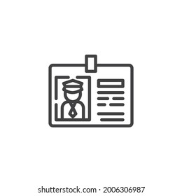 Taxi driver license line icon. linear style sign for mobile concept and web design. Taxi license badge outline vector icon. Symbol, logo illustration. Vector graphics