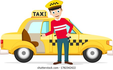 El taxista abrió la puerta trasera para el pasajero. Carácter