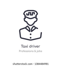 taxi driver outline icon. isolated line vector illustration from professions & jobs collection. editable thin stroke taxi driver icon on white background