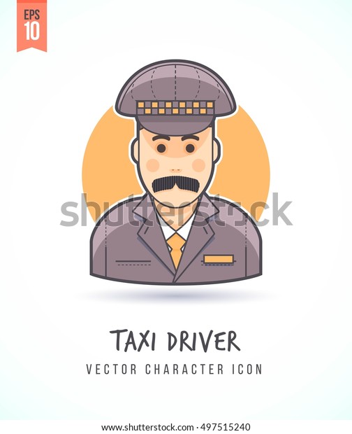 Taxi driver Passenger delivery service illustration\
People lifestyle and occupation Colorful and stylish flat vector\
character icon