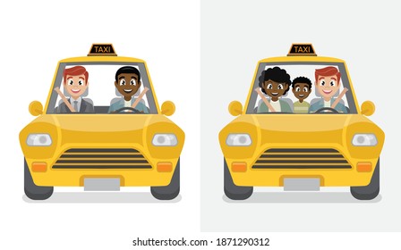 Taxi driver and passenger., vector eps10