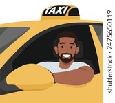 Taxi driver profession during work concept. Flat vector illustration isolated on white background