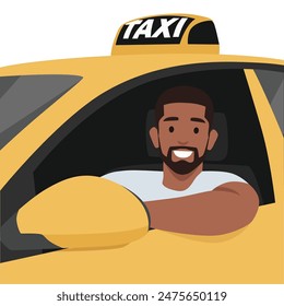 Taxi driver profession during work concept. Flat vector illustration isolated on white background