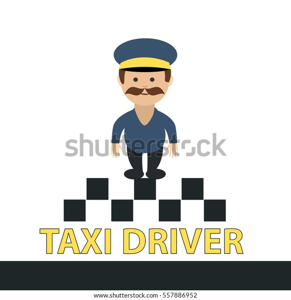 Taxi driver, service, cab. Flat design,
vector illustration