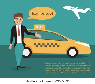 Taxi driver. Vector isolated illustration. Cartoon character. 