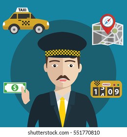 Taxi driver. yellow taxi