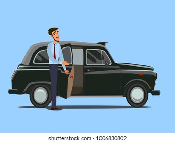 Taxi driver.Vector illustration in flat style. Taxi driver concept.