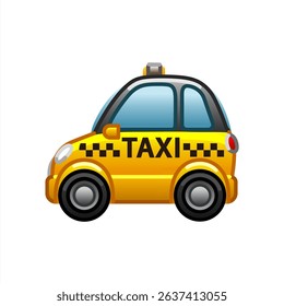 Taxi emoji icon. Cab symbol. Yellow car vector illustration. Taxi driver service sign. Vector 10 eps.