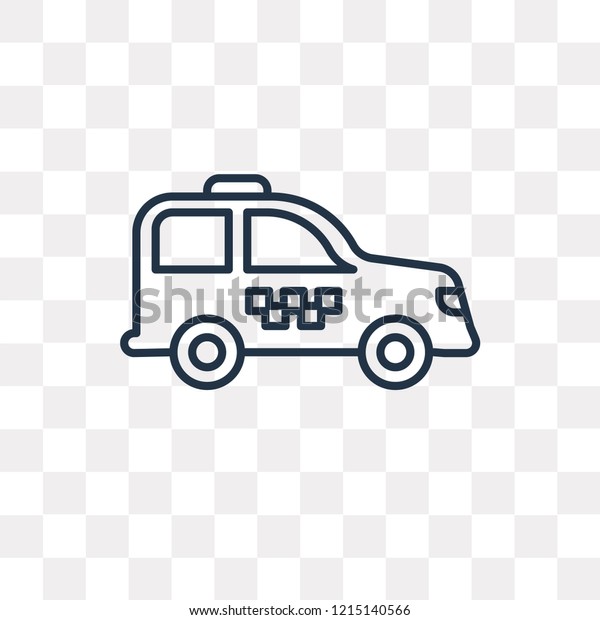Taxi Facing Left vector outline icon\
isolated on transparent background, high quality linear Taxi Facing\
Left transparency concept can be used web and\
mobile