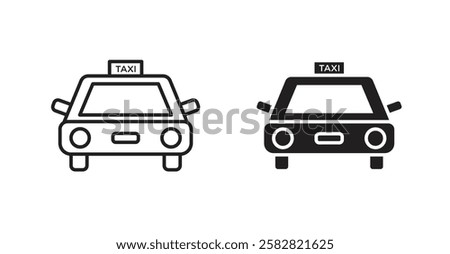 Taxi filled and outlined icons vectors on white background