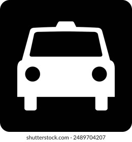 Taxi flat black vector icon.