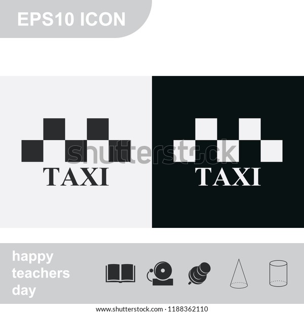 Taxi flat black and\
white vector icon.