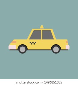 Taxi in a flat design. Vector illustration. Icon car