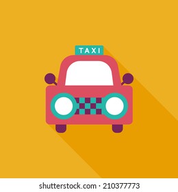 taxi flat icon with long shadow