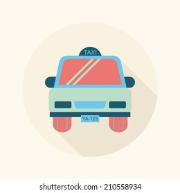 taxi flat icon with long shadow