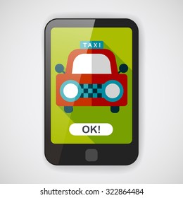 taxi flat icon with long shadow