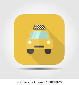 taxi flat icon with long shadow, vector illustration
