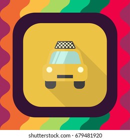 taxi flat icon with long shadow, vector illustration