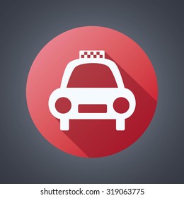 Taxi flat round icon on red
