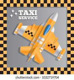 Taxi in the form of an airplane. View from above. Template design presentation. Vector illustration.