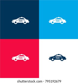 Taxi four color material and minimal icon logo set in red and blue
