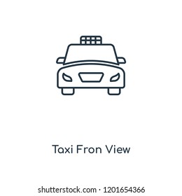 Taxi Fron View concept line icon. Linear Taxi Fron View concept outline symbol design. This simple element illustration can be used for web and mobile UI/UX.