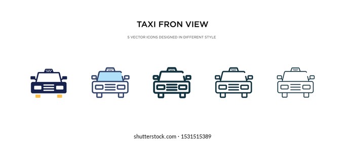 taxi fron view icon in different style vector illustration. two colored and black taxi fron view vector icons designed in filled, outline, line and stroke style can be used for web, mobile, ui