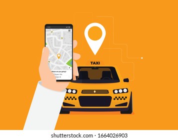Taxi graphic design in flat style