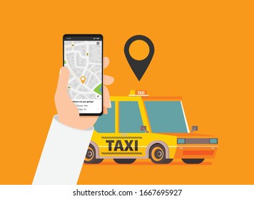 Taxi graphic design in flat style