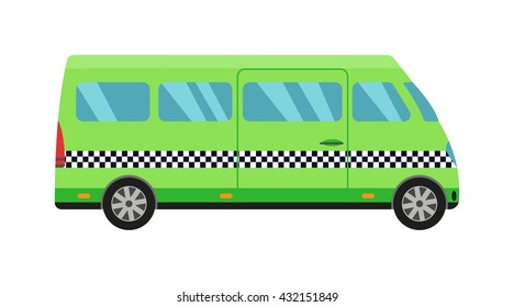 Taxi green bus car isolated on white background