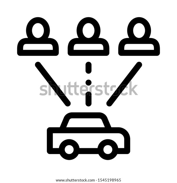 Taxi for Group of People Online Car Icon\
Vector Thin Line. Contour\
Illustration