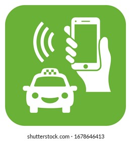 Taxi hailing phone application icon, vector illustration