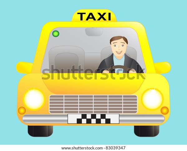 taxi and happy young\
driver man smiling