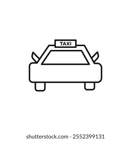 Taxi icon black and white vector outline sign