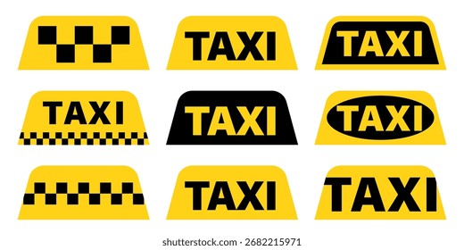Icono de taxi. Conjunto de iconos de cabina.