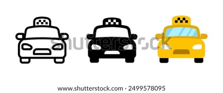 Taxi icon. Cab symbol. Yellow car vector illustration. Taxi driver service sign. Public transport automobile pictogram isolated.