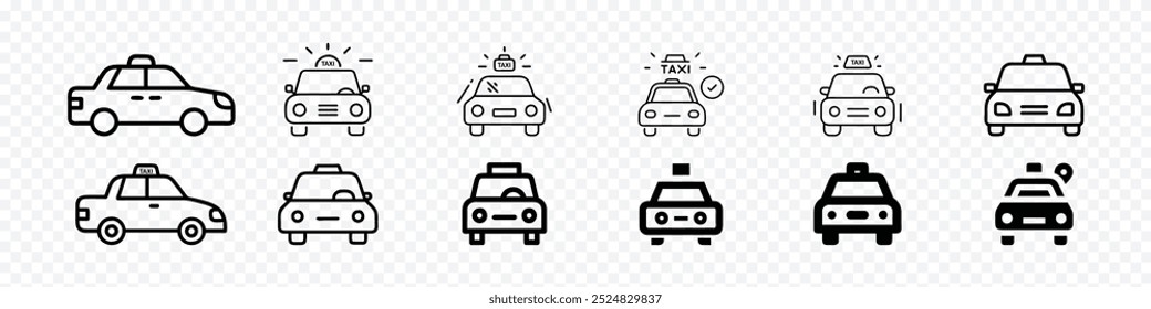 Taxi-Symbol, Auto Silhouette Linie Symbol. Taxi-Symbol. Fahrerhaus-Symbol. Taxi-Taxi-Auto, Vektorsymbol