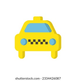 Taxi-Symbol. Auto. Vektorsymbol einzeln auf weißem Hintergrund. Vorderansicht flach Symbol, Abbildung