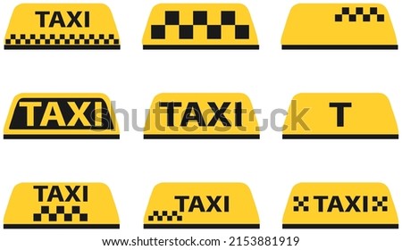 Taxi icon, cartoon taxi icon set. Vector, cartoon illustration. Vector