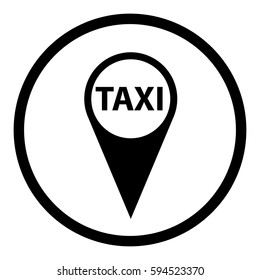 Taxi icon in circle on white background