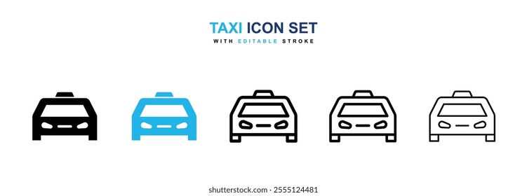 Taxi icon collection in black and blue colors