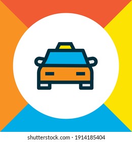 Taxi icon colored line symbol. Premium quality isolated cab element in trendy style.