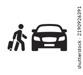 Taxi icon. Customer pick up. Travelling by car. Road trip. Vector icon isolated on white background.