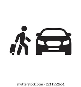 Taxi icon. Customer pick up. Travelling by car. Road trip. Vector icon isolated on white background.