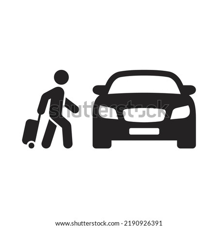 Taxi icon. Customer pick up. Travelling by car. Road trip. Vector icon isolated on white background.