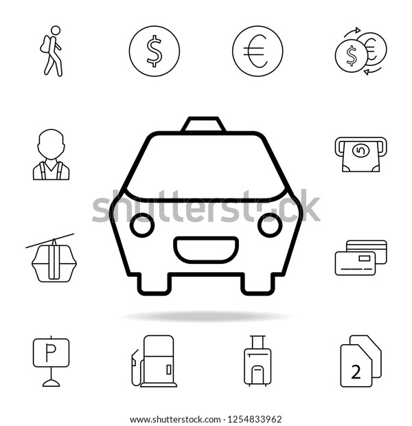 Taxi icon. Element of\
simple icon for websites, web design, mobile app, info graphics.\
Thin line icon for website design and development, app development\
on white background