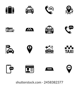 Taxi icon - Expand to any size - Change to any colour. Perfect Flat Vector Contains such Icons as car, transport, journey, call, driver, passenger, phone, tourism, traffic, transportation, travel